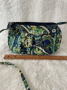 Vera Bradley Navy, Teal & Lime Quilted Crossbody Wristlet